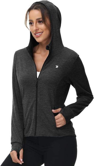 Damen Laufjacke Sportjacke Trainingsjacke Langarm Fitness Yoga Jacke Leicht Atmungsaktive Full Zip S