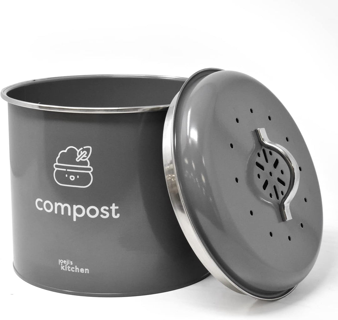 joeji's Kitchen 3,5L gross Biomülleimer für die Küche - Metall Kompost Küchenkomposteimer mit Deckel
