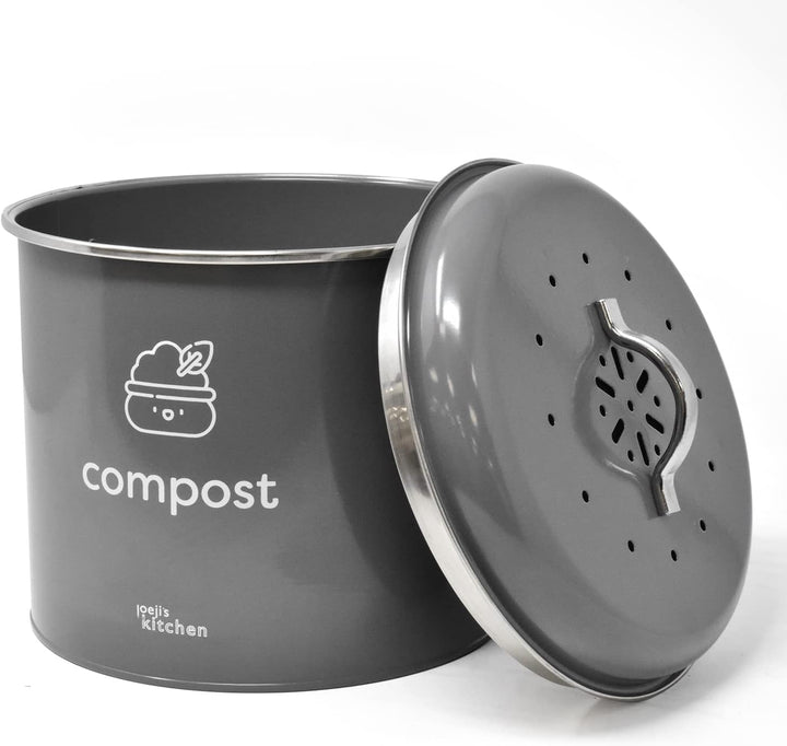 joeji's Kitchen 3,5L gross Biomülleimer für die Küche - Metall Kompost Küchenkomposteimer mit Deckel