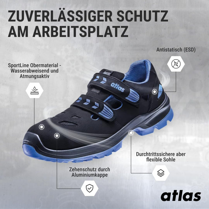 Atlas SL 465 XP Blue ESD Sicherheitschuhe Arbeitsschuhe für Herren und Damen S1P leicht, dynamisch,
