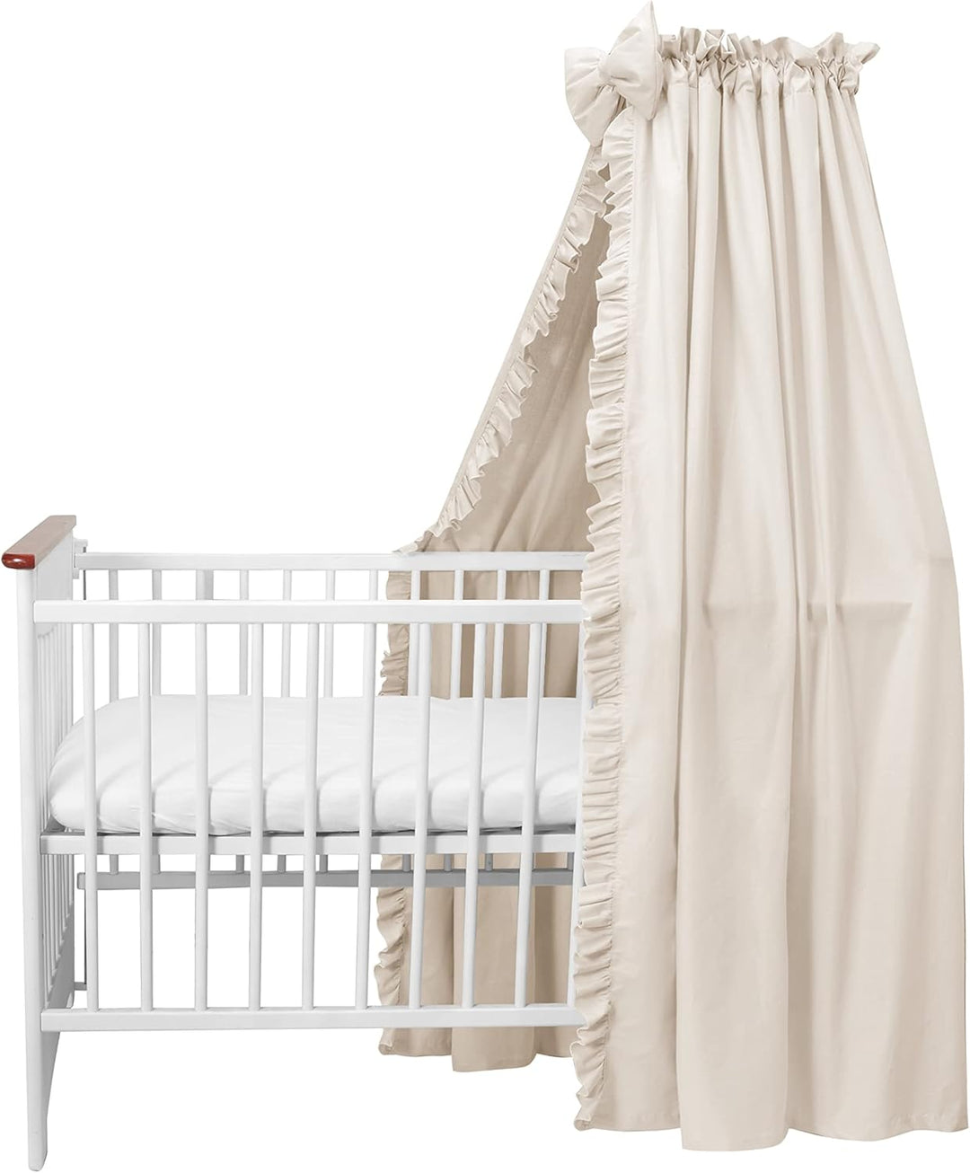 balbina Baldachin 100% Baumwolle, Deko-Set für Kinderbett, Betthimmel mit Rüsche & Schleife, Moskito