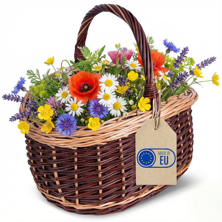 Creative Home Grosser Picknickkorb Weidenkorb mit Henkel Einkaufskorb Zweifarbig | 43 x 33 x 40 cm |