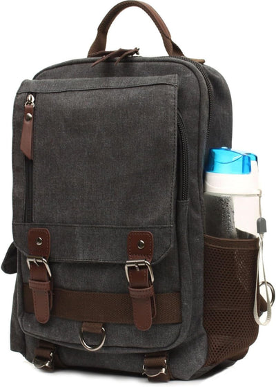 Canvas Brustbeutel, Casual Umhängetasche Herren Daypack Handtasche Sling Backpack für Schule, Outdoo