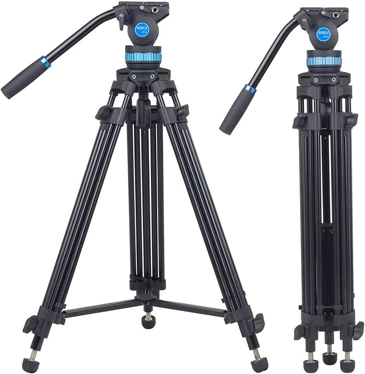 SIRUI Video Tripod Stativ SH15,Aluminium Travel Videostativ mit 360°Fluidkopf,155cm, Max Load 10KG N
