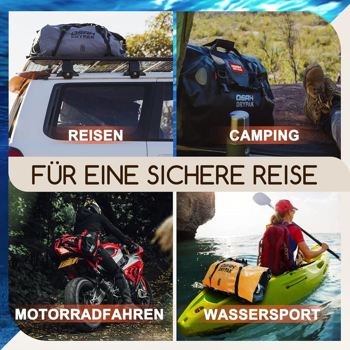 OSAH DRYPAK wasserdichte Rucksack Dry Bag – Wasserfeste Reisetasche Seesack, Rolltop, Grossem Staura
