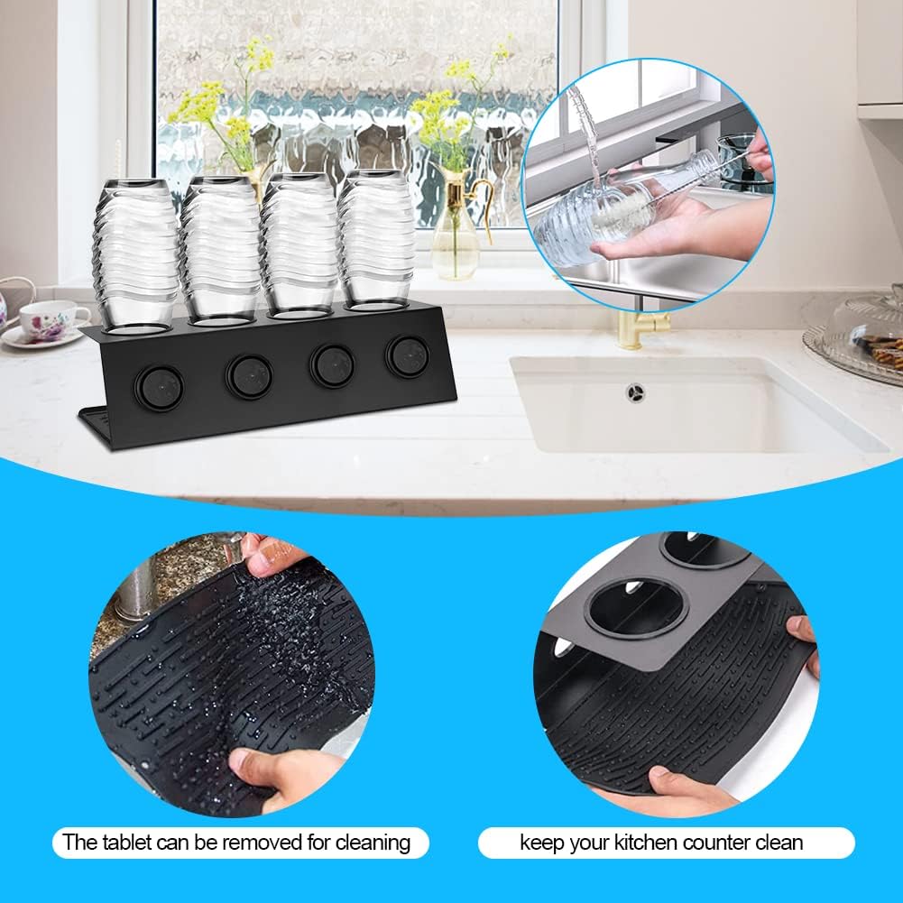 Flaschenhalter für Soda Stream 4er Flaschen Abtropfhalter aus Edelstahl Abtropfständer mit Herausneh