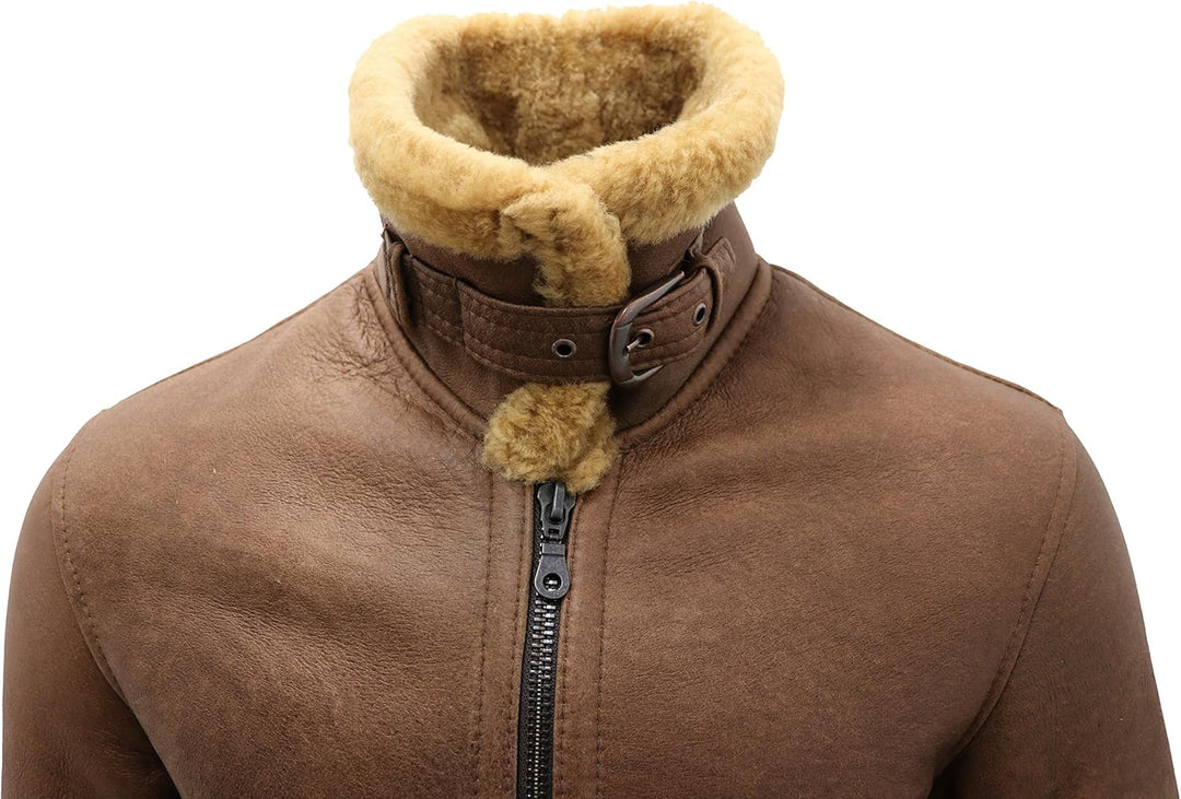 Infinity Leather Herren Braun B3 Shearling Schaffell WW 2 Bomber Leder Fliegend Flieger Jacke S Brau