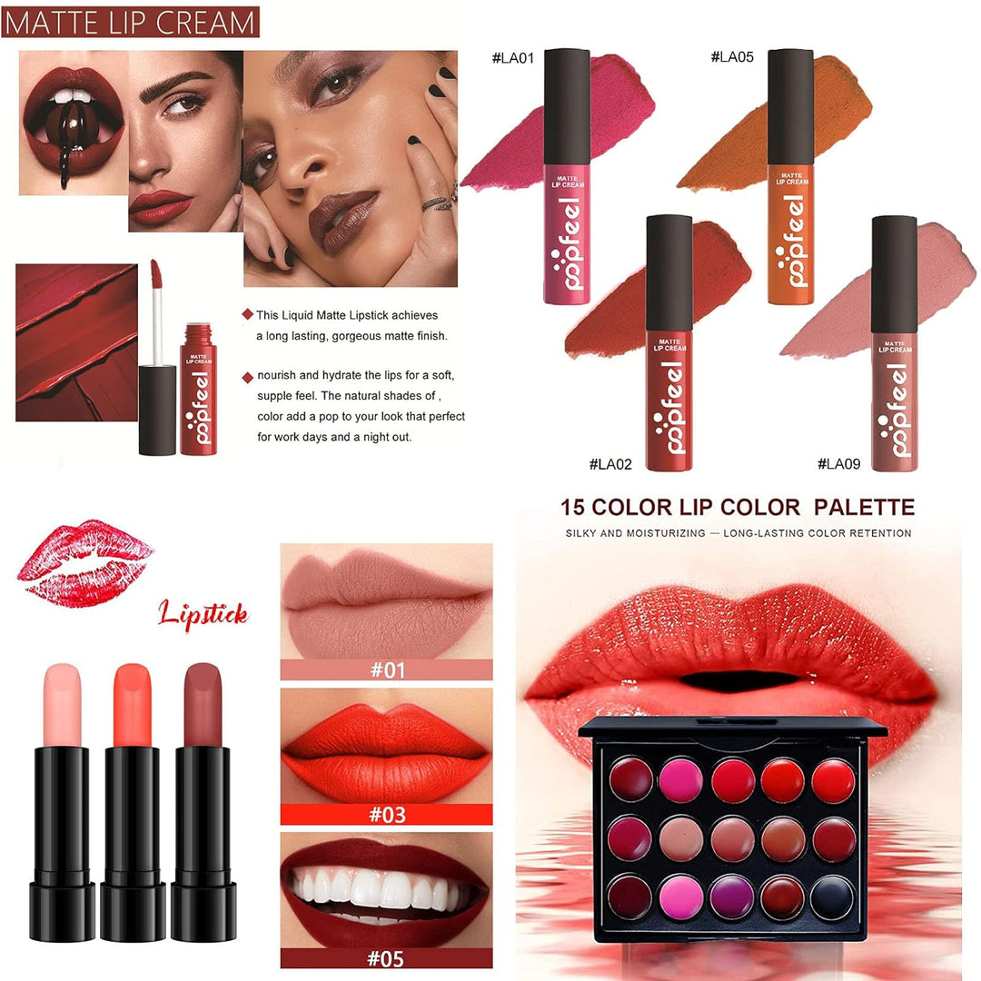 24St Schminkkasten Make-Up Set, Professionelles Kosmetische Schmink Set mit Lidschatten Lippengloss