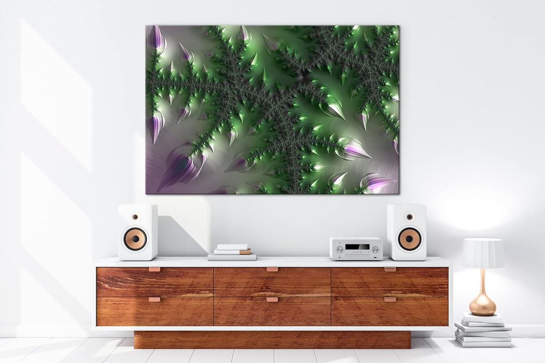 deyoli inspirierendes Fraktal Muster Format: 80x60 als Leinwand, Motiv fertig gerahmt auf Echtholzra