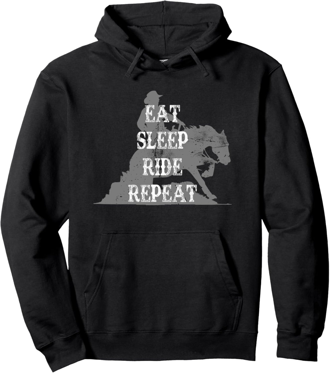 Eat Sleep Ride Repeat Westernreiter Reining Sliding Stop Pullover Hoodie