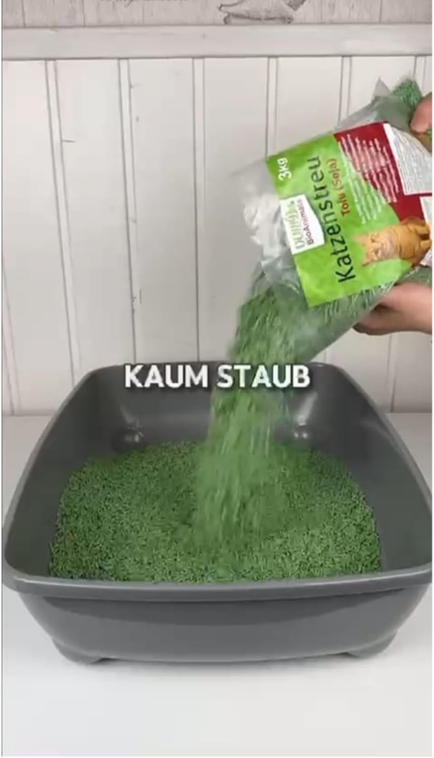 Tofu Katzenstreu 15 kg/40 L (5 Säcke je 3 kg) – Schnell klumpend &amp; staubfrei – 100% pflanzlich, biol