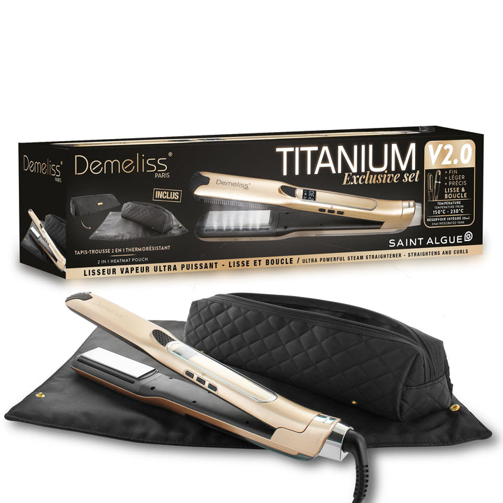 Demeliss Saint Algue Set mit Dampfglätter Titanium V2.0 EXLUSIVE Set – enthält eine 2-in-1-Matte – H