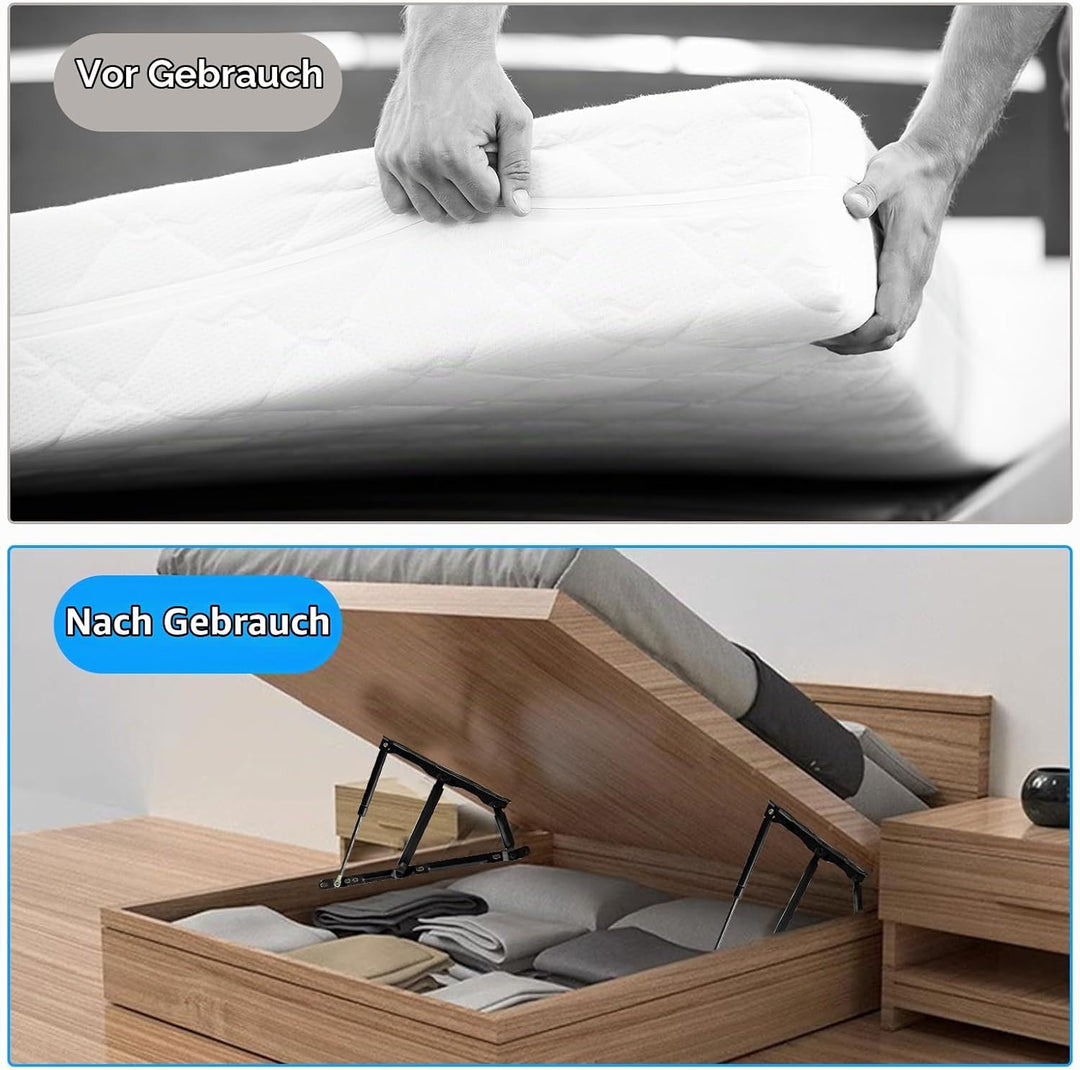 2 Stk. Gasdruckfeder, Gasdruckdämpfer 900N/PC Pneumatische Bett Hebemechanismus, Hebescharniere 92KG