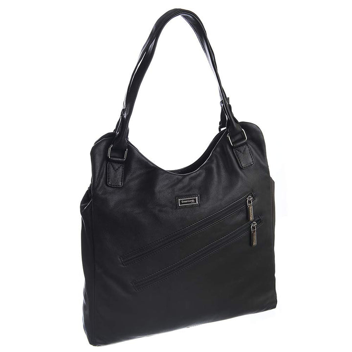Greenland Nature Black Nappa Schultertasche Leder 38 cm