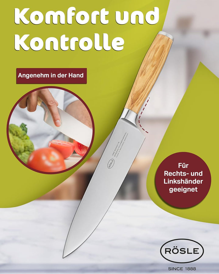Rösle Kochmesser Artesano, Hochwertiges Küchenmesser zum Schneiden von Fleisch, Fisch, Geflügel und