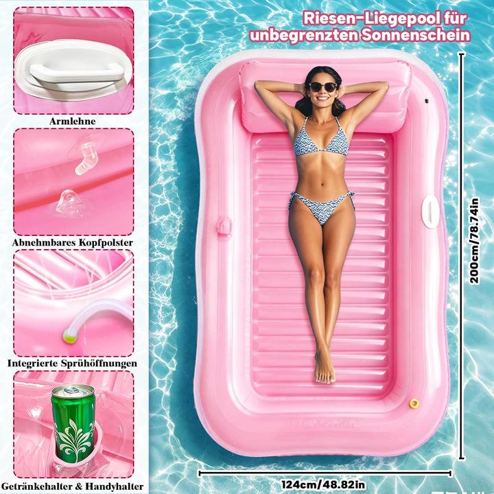 Aufblasbare Tanning Pool, Aufblasbarer Luftmatratze Pool Erwachsene, Aufblasbares Sonnenpool mit Kis