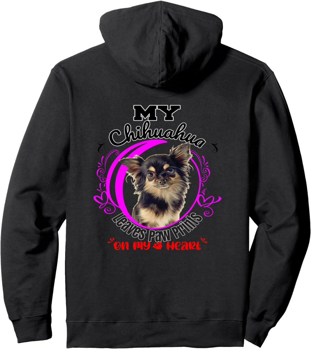 Chihuahua Hundebesitzer Pfotenabdrücke auf meinem Herz Pullover Hoodie