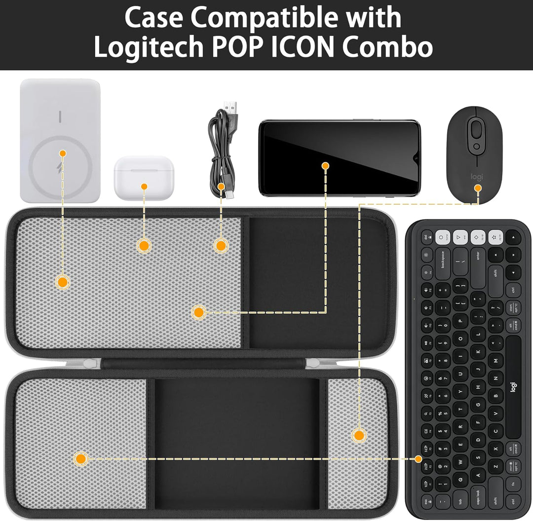 co2CREA Hart Tasche für Logitech POP ICON Keys Combo Kabelloses Bluetooth Tastatur-Maus-Set Case Etu