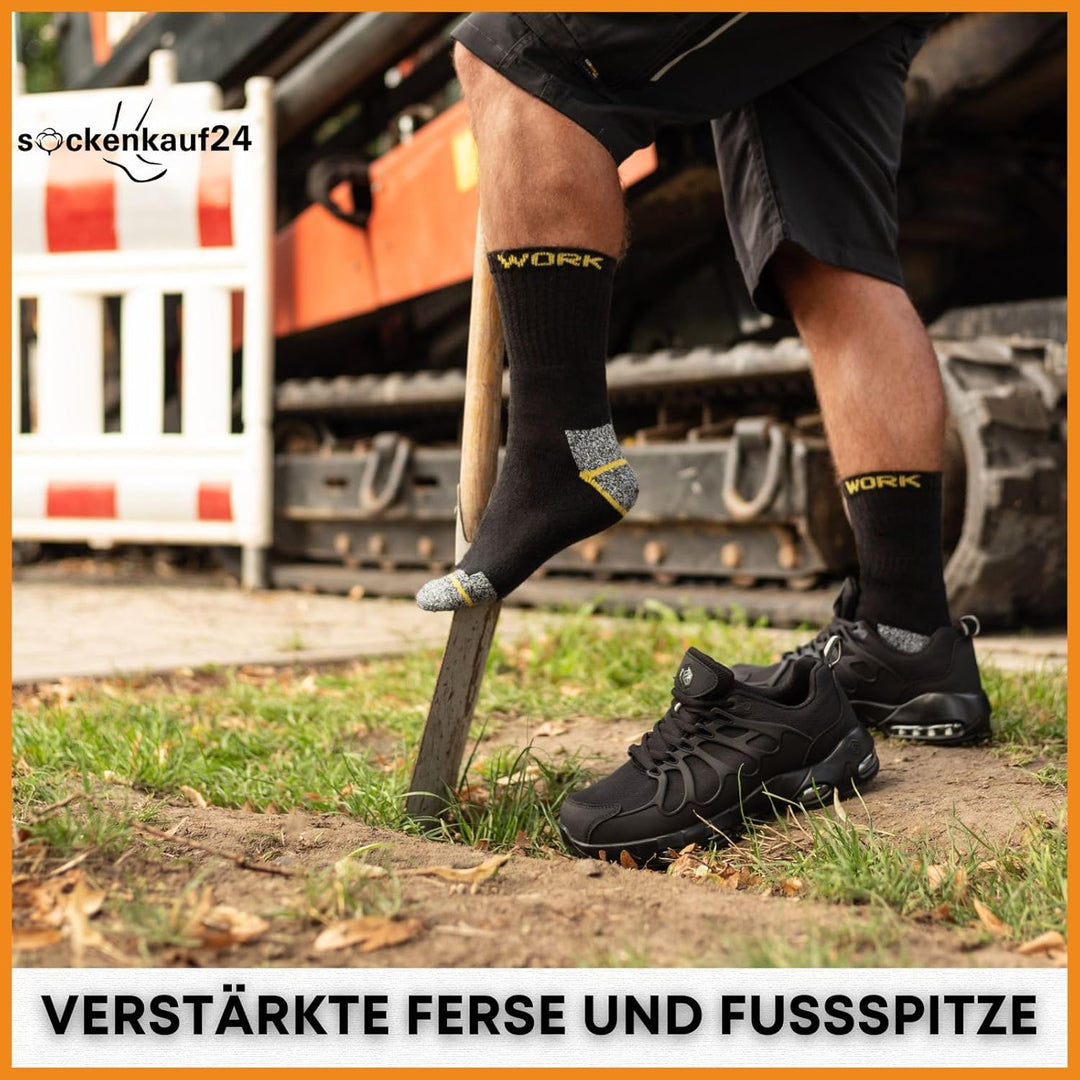 Herren Arbeitssocken (10 oder 20 Paar) WORK Socken Baumwolle 43-46 20 Paar | Schwarz/Grau Meliert, 4