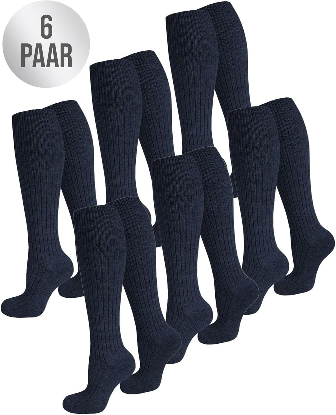 Polar Husky 6 Paar Herren Übergrösse Kniestrümpfe (Arbeitsstrümpfe) mit Frottee Sohle Farbe Marine G