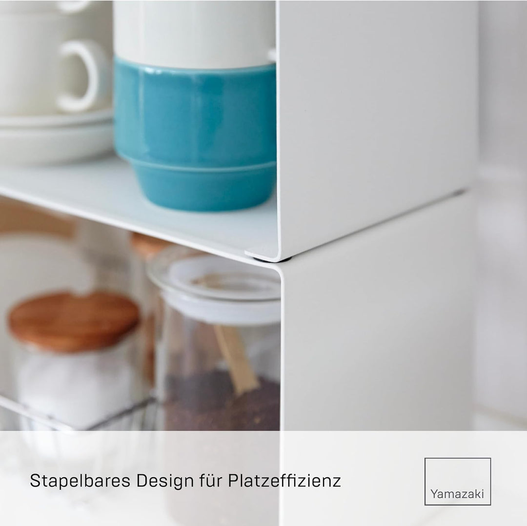 Yamazaki Home Tower Stapelbares Küchenregal – Aufbewahrungs-Organizer, Thekenregal, weiss, S Small W