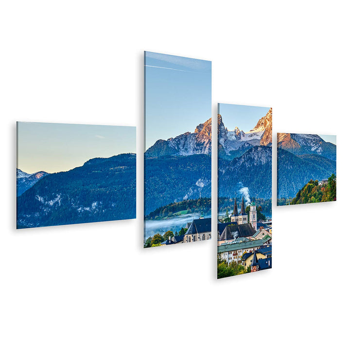 islandburner Bild auf Leinwand Berg Watzmann Stadt Berchtesgaden Bayerische Alpen Bilder Wandbilder