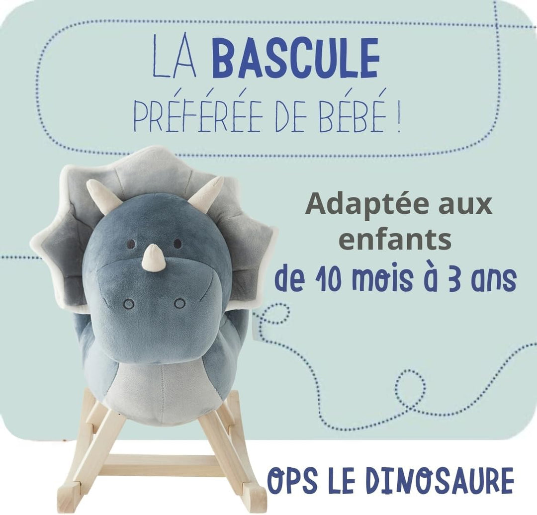 Noukie's - Ops Dinosaurierwippe ab 12 Monaten mit Sicherheitsgurt blau