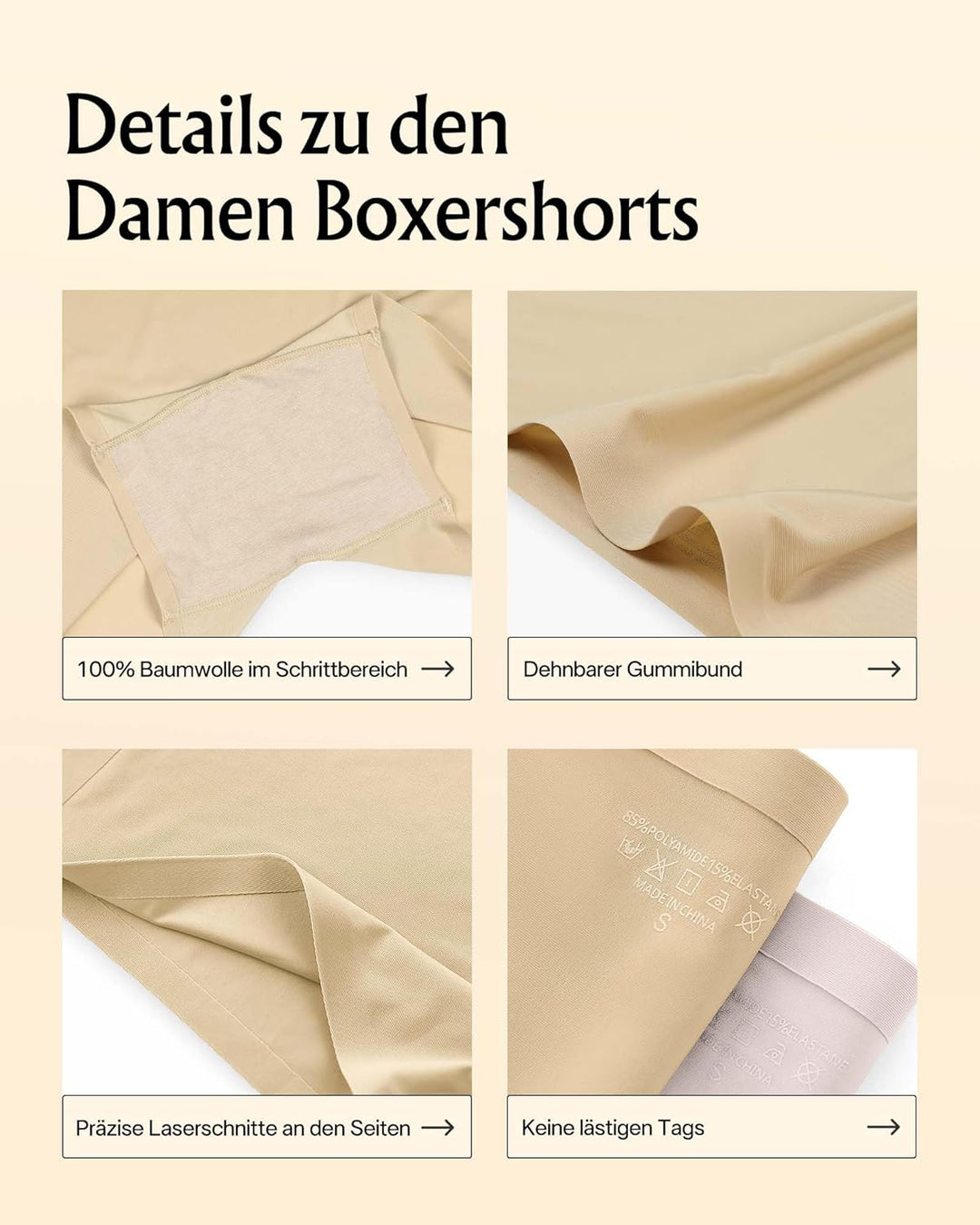 SHARICCA Boxershorts Damen Nahtlos Shorts Radlerhose Unterhose Hotpants Kurze Hose Hohe Taille Boxer