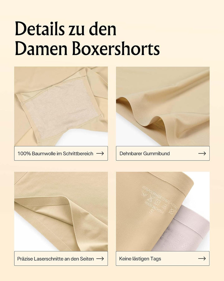 SHARICCA Boxershorts Damen Nahtlos Shorts Radlerhose Unterhose Hotpants Kurze Hose Hohe Taille Boxer