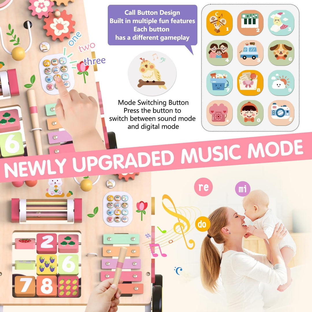 Lauflernhilfe aus Holz, Schiebe-Lauflernhilfe mit Rädern, Montessori-Lauflernspielzeug für Kleinkind