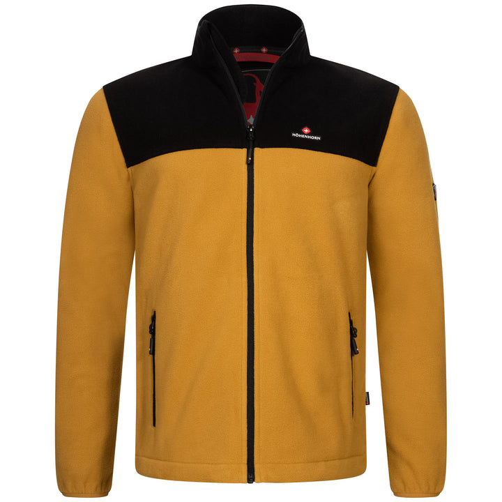 Höhenhorn Badus Herren Fleece Jacke Microfleece Full Zip Troyer Outdoor Wander Trekking, Senfgelb/Sc