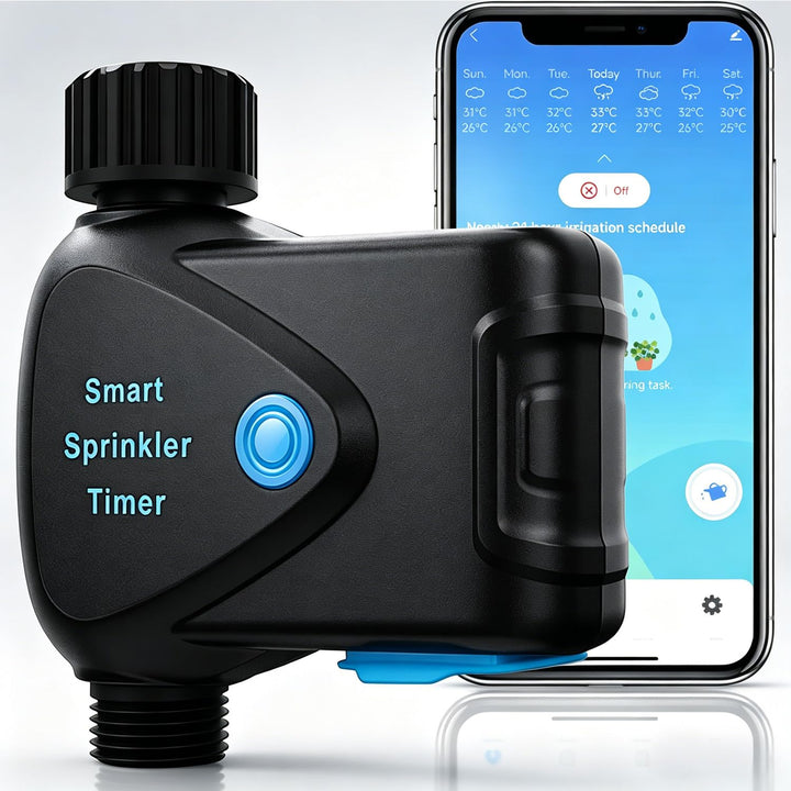 WLAN Bewässerungscomputer mit App Steuerung, WiFi Bewässerungstimer mit Wasserzähler, ohne Hub, Meng