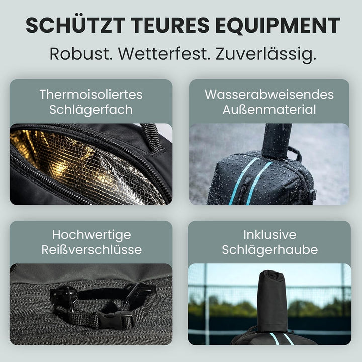 Otaro Tennisrucksack mit Schuhfach (Für 2 Tennisschläger) Inkl. Separierten Schuhfach & Schlägerschu