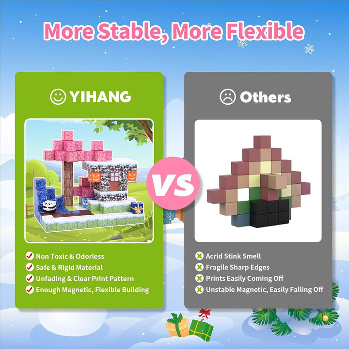 100Pcs Magnetische Bauklötze für Kinder, Build Magnet Ice Castle World Set, Magnet Spielzeug Geburts