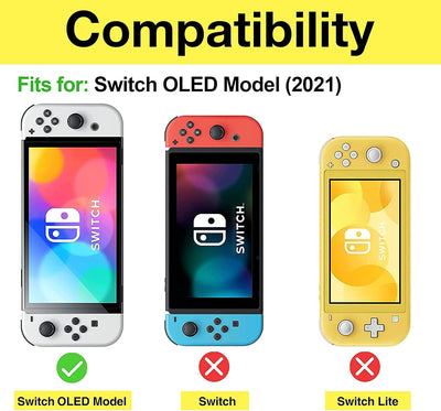 ProCase Klapp Schutzhülle + (2 Stück) Displayschutz für Nintendo Switch (OLED Modell) Weich dünn TPU