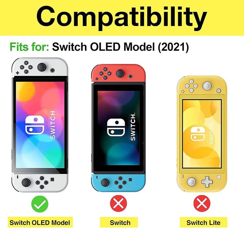 ProCase Klapp Schutzhülle + (2 Stück) Displayschutz für Nintendo Switch (OLED Modell) Weich dünn TPU