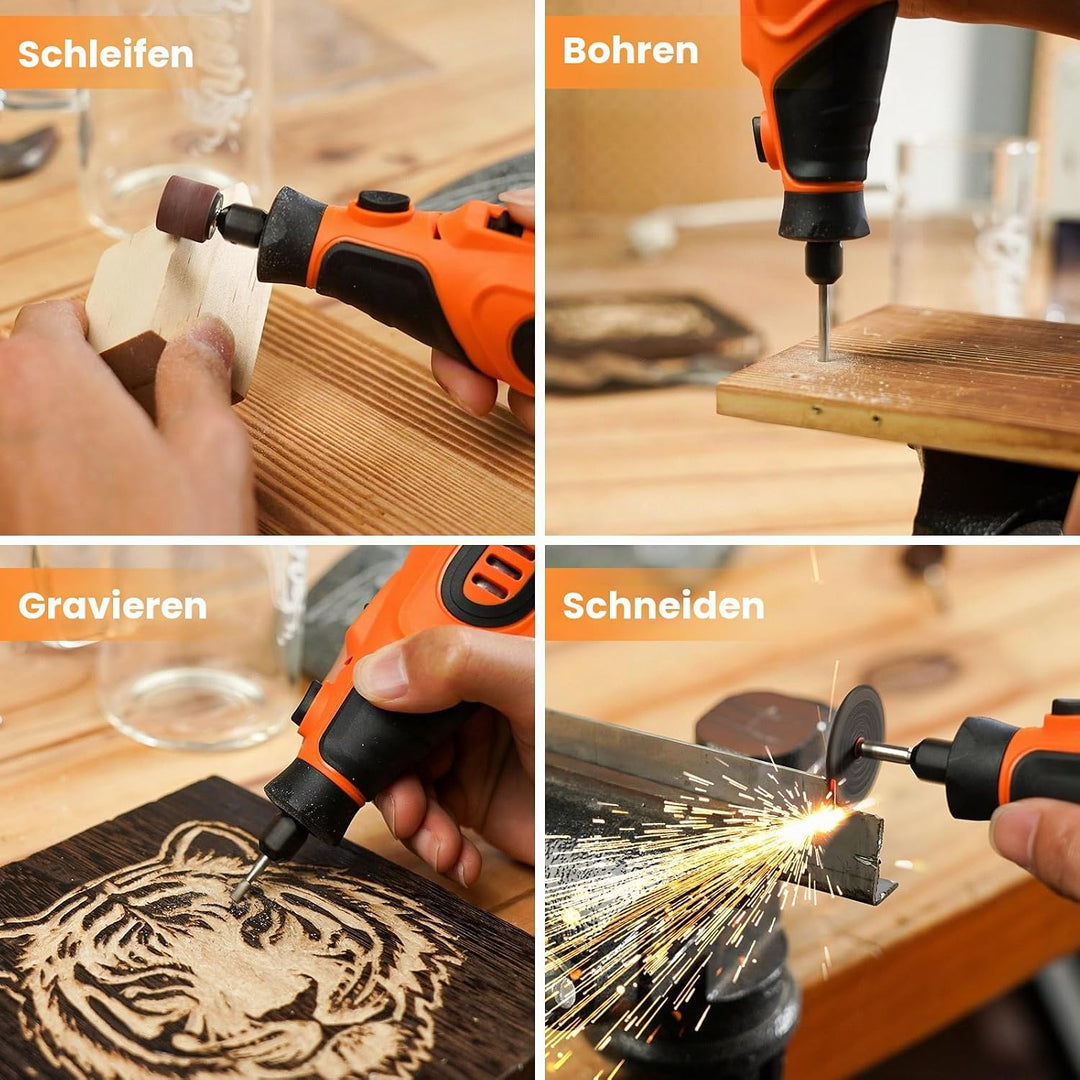 HARDELL 12V Akku Multifunktionswerkzeug Set mit 43 Zubehörteilen, 6-Gang Drehzahlregelung (10.000–25