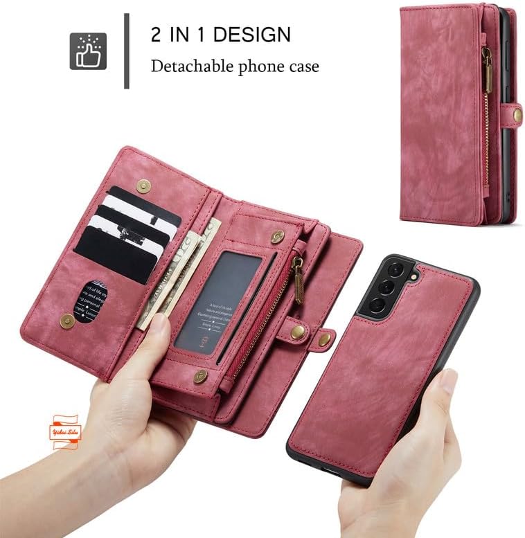 Yidai-Silu iPhone 14 Pro Max Handy Hülle 【Abnehmbar, Mutil-Funktion】 Wallet Case Magnet Tasche PU Le