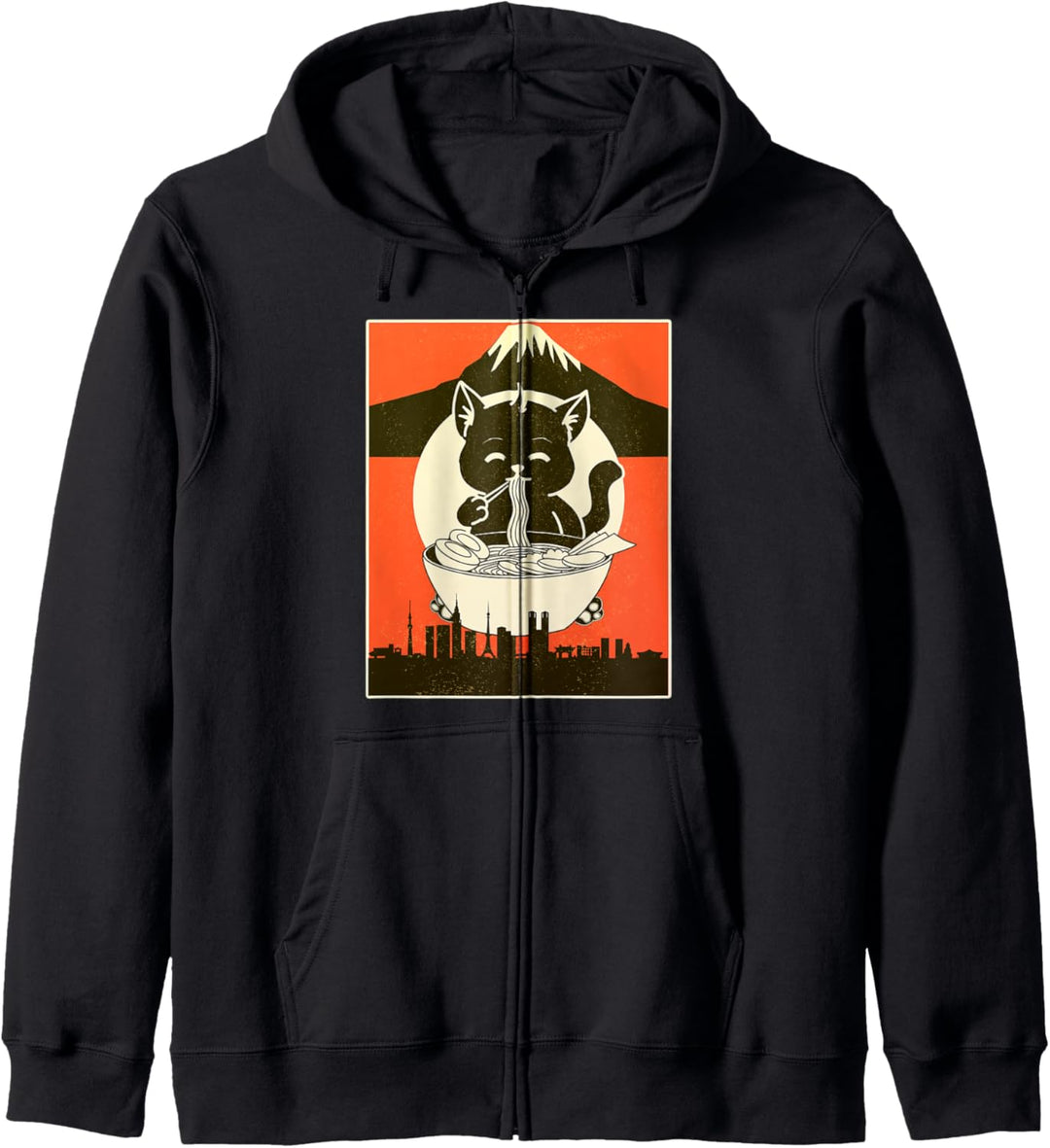 Vintage Ramen Katze japanische Kawaii Anime Kapuzenjacke