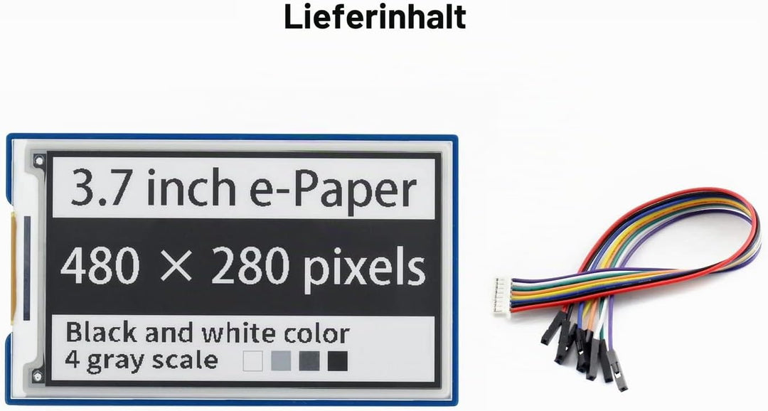 Waveshare 3.7inch E-Paper E-Ink Display HAT for Raspberry Pi with 480×280 Pixels Black/White 4 Grey