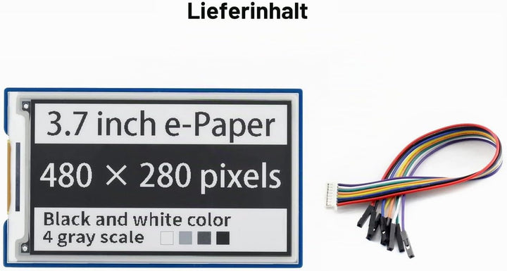 Waveshare 3.7inch E-Paper E-Ink Display HAT for Raspberry Pi with 480×280 Pixels Black/White 4 Grey