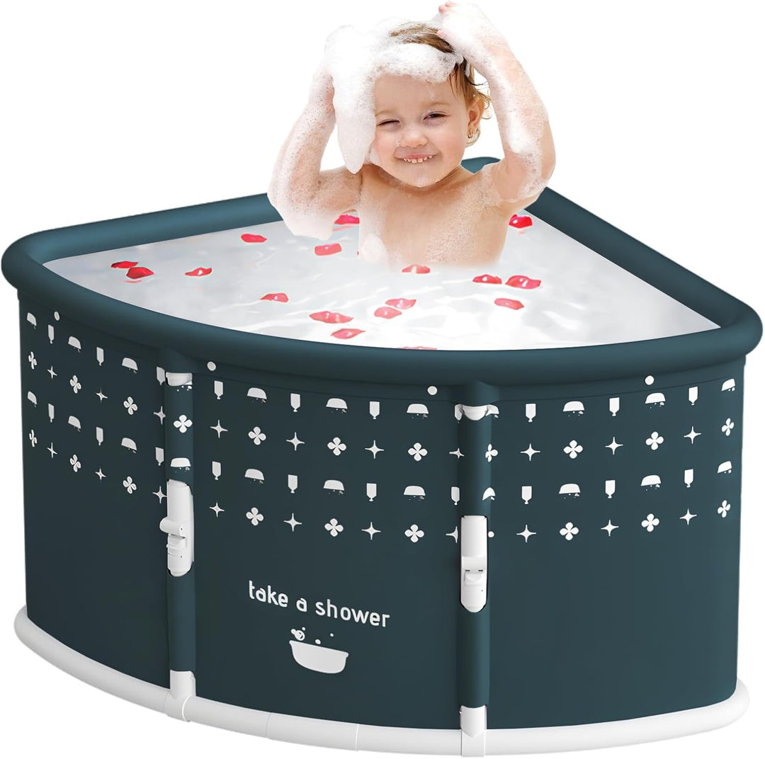 Space sparende Faltbadewanne für Erwachsene-fächerförmige, 70 cm x 70 cm x 55 cm, verdicktes PVC-Mat