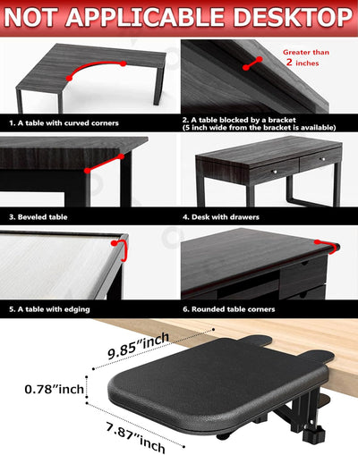 NODOCA Arm Rest for Desk, Ergonomics Wrist Rest, Desk Extender, Soft Sponge Built-in, Comfortable Ar
