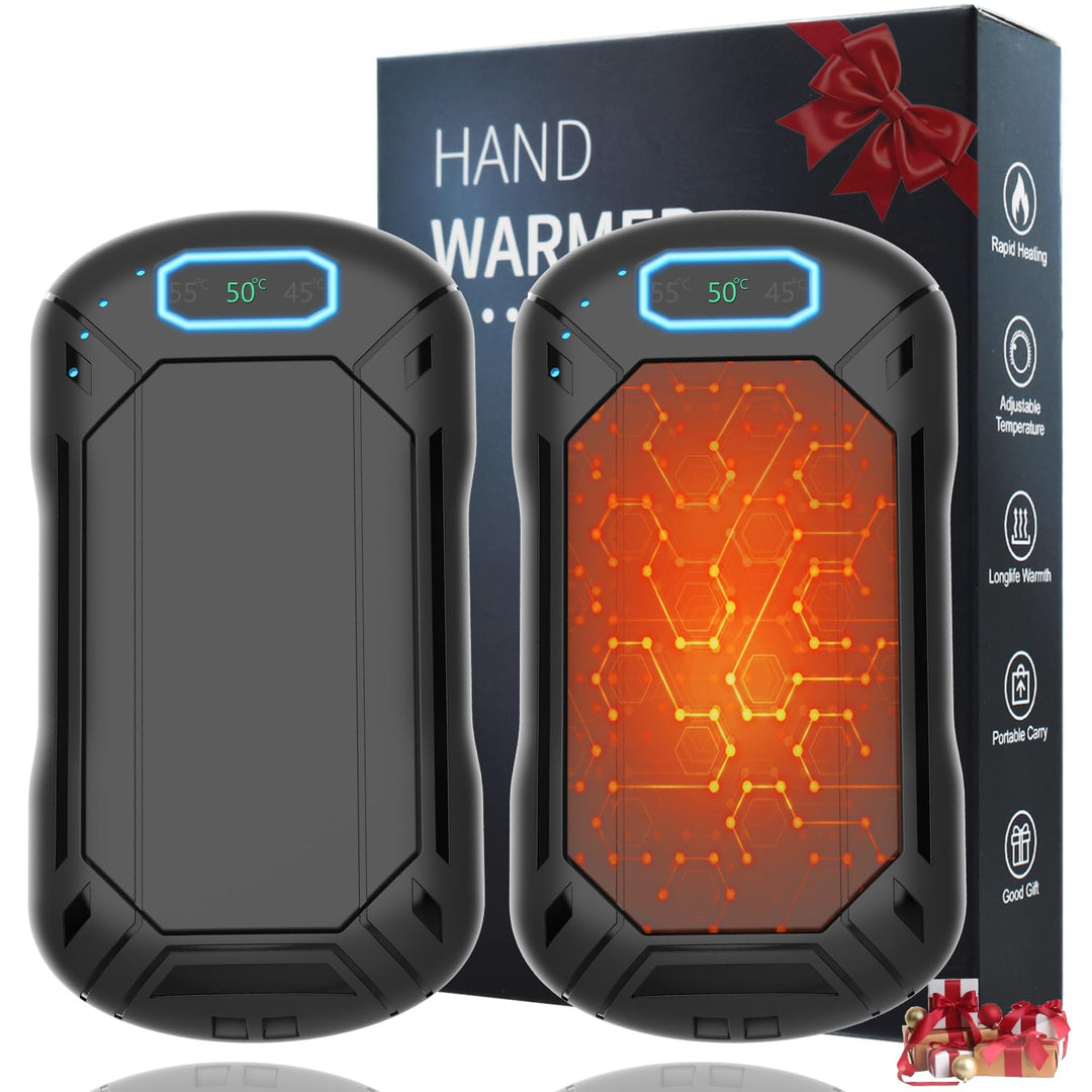 2 Pack Handwärmer Elektrisch, 6000 mAh Wiederaufladbar Magnetisch Taschenwärmer 3 Einstellungen, Tra