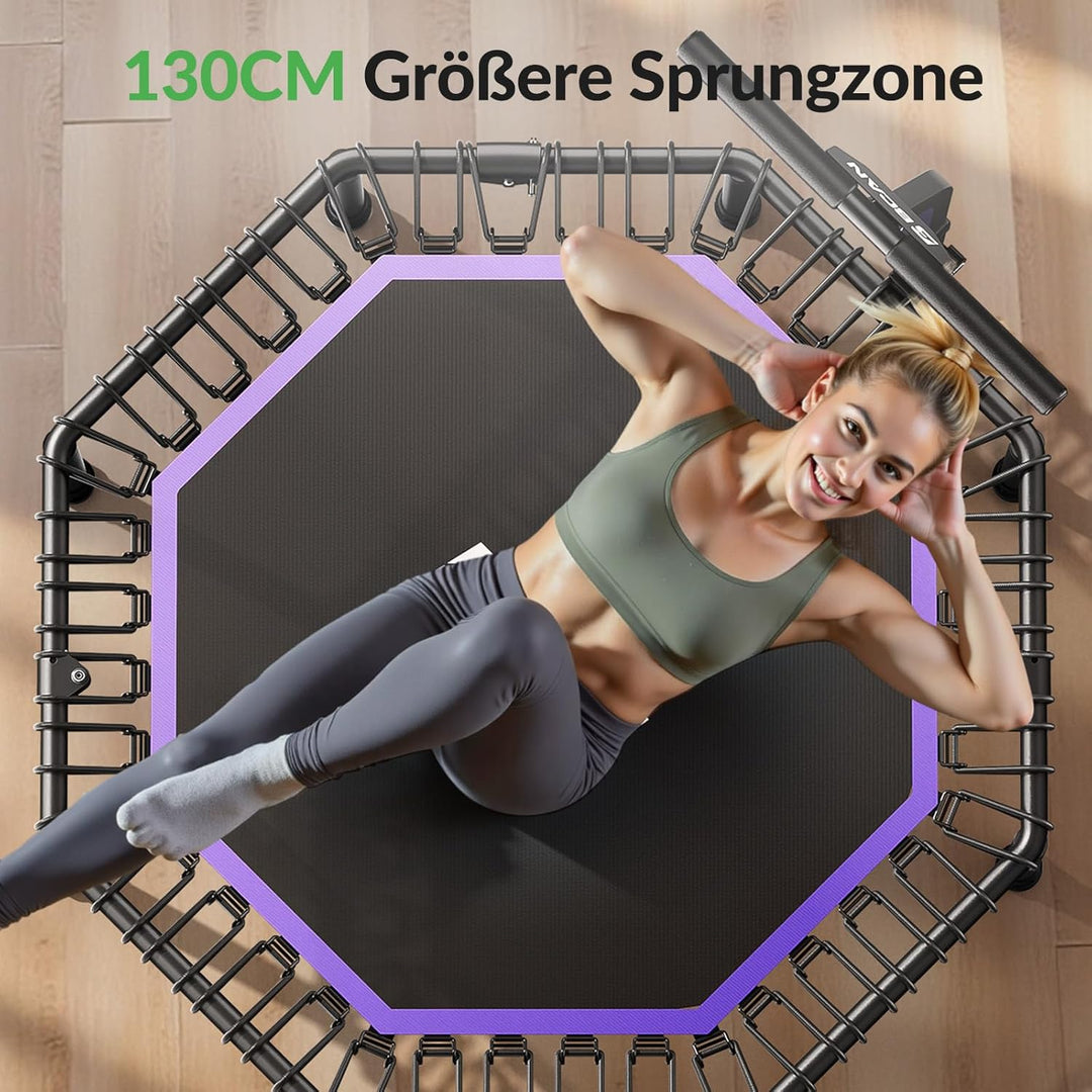 BCAN Achteckiges Indoor-Fitness-Trampolin, 130cm, Trampolin für Erwachsene bis 205 kg, mit verstellb