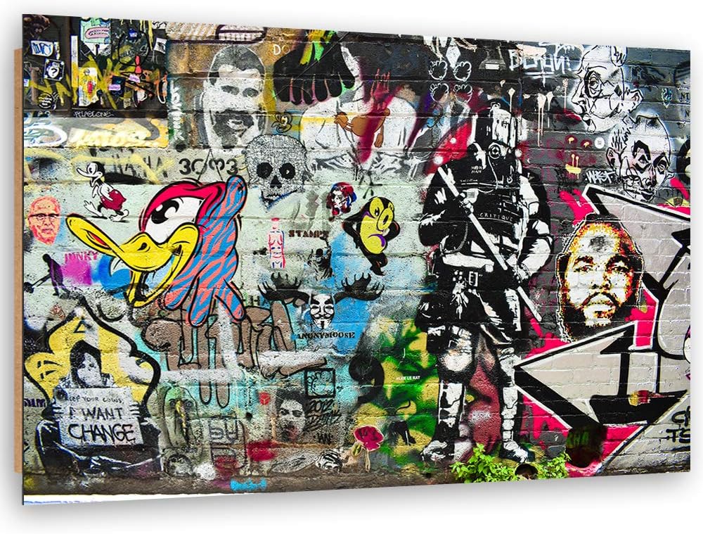Wandbild Graffiti Modern Deko Kunst Bilder für Schlafzimmer mehrfarbig 90x60 cm M3074 90x60 cm, M307