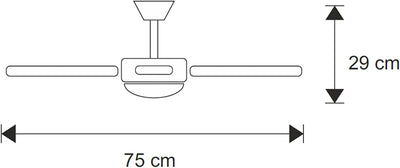 Bastilipo Menorca RC-Deckenventilator mit Fernbedienung, 60 W und 75 cm Durchmesser, E27, 60 W, Weis