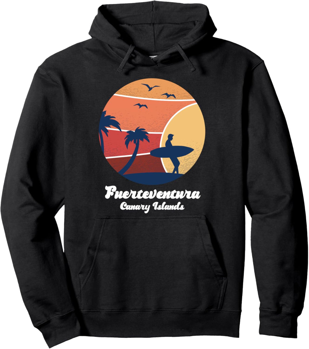 Fuerteventura Kanarieninseln Surfer Vintage Sunset Pullover Hoodie