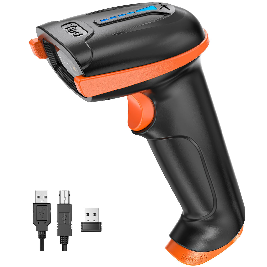 Tera Barcode Scanner 1D 2D QR Wireless Kabellos 2,4 GHz + Wired USB 2,0 Kabelgebunden Handscanner Ba