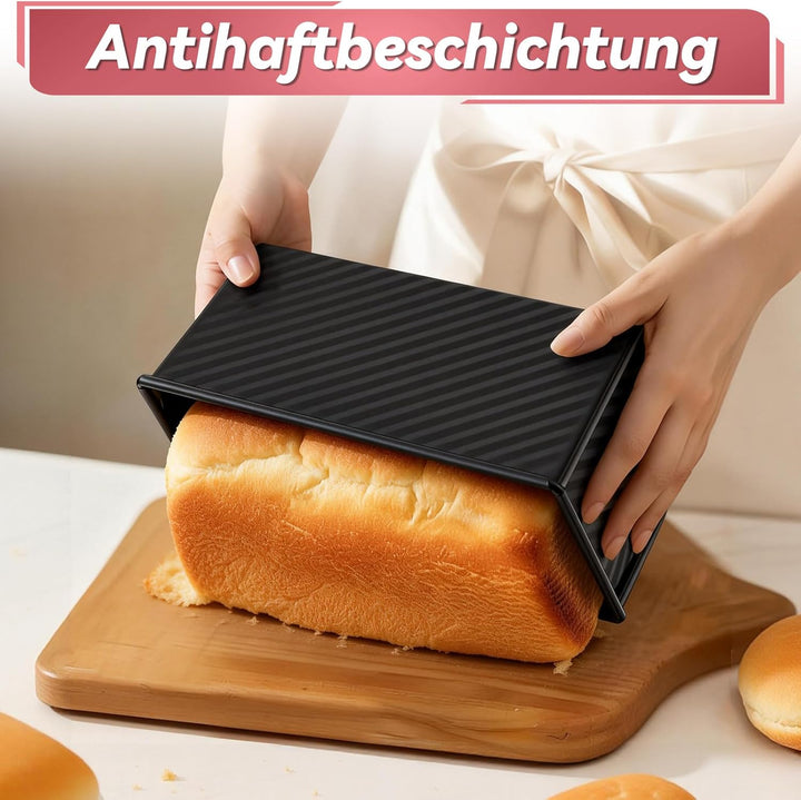 2 Stück Brotbackform mit Deckel, 31.8x12x11.43cm Kastenform mit Deckel, 21.6x12x11cm Toast Backform,